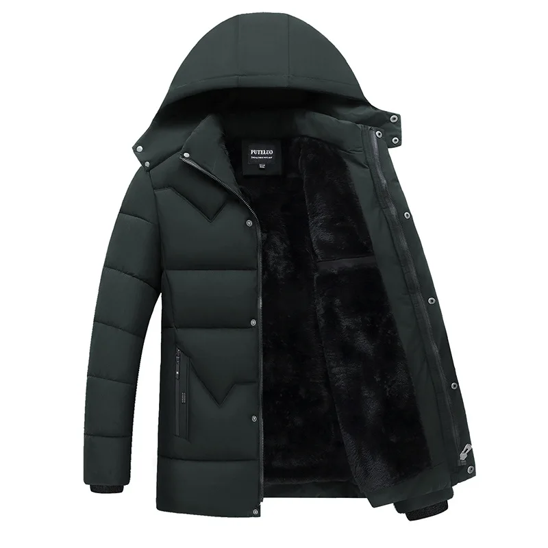 Мужская теплая куртка со съемной флисовой подкладкой и капюшоном размеры до 5XL |