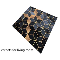 living room rug black gold plaid aesthetic kid washable lint free printing floor carpet sofa table bedroom decor soft large mat