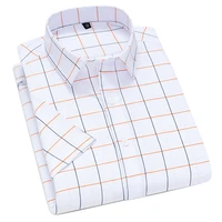 aoliwen brand men40cotton fashion plaid short sleeve shirts for men summer soft sweat absorbent mens classic casual slim shirt