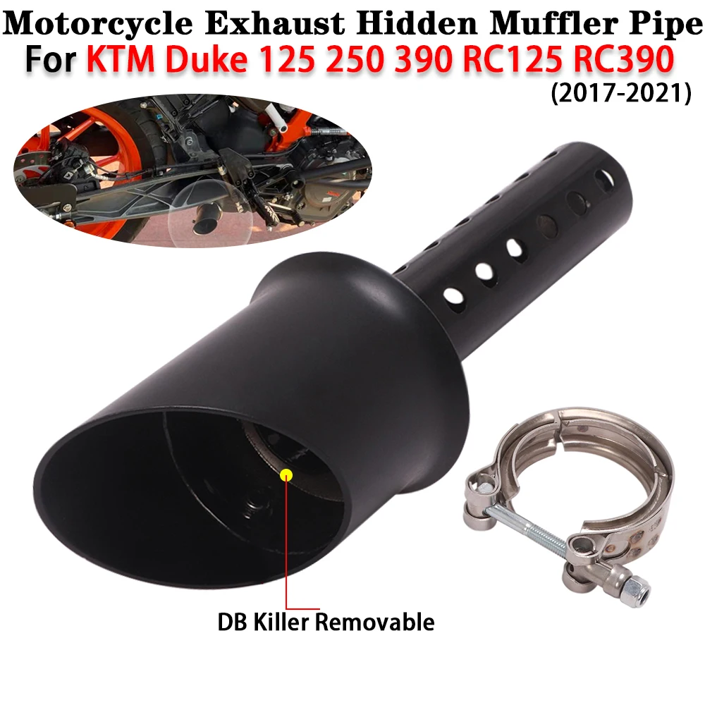 

Slip on For KTM Duke 125 250 390 RC125 RC390 2017-2021 Motorcycle Exhaust Hidden Muffler Pipe With DB Killer Silence Black