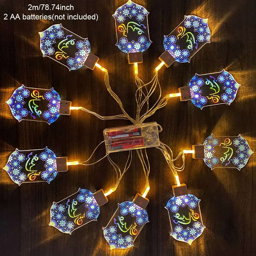 

2m 10LED String Gift Battery Operated Home Decor Lanterns Party Ornament For Festival Muslim Ramadan Hanging Eid Lights Birthday