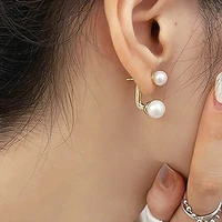 korean front and back pearl stud earrings for women 2021 new luxury high grade jewelry pendientes wholesale