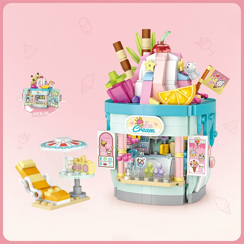 

Blocks DIY Building Bricks Cute Small Store Model Toy for Children Mini Shop Kids Gift Girls Present Christmas