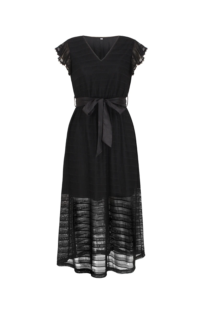 Женское платье с рукавом-бабочкой повседневное однотонное платье-трапеция