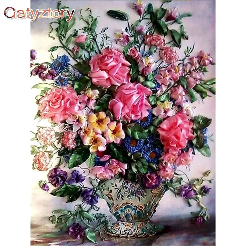 

GATYZTORY 60x75cm Frameless Painting By Numbers Retro Flowers pictures by numbers DIY For Home Decoration Gift