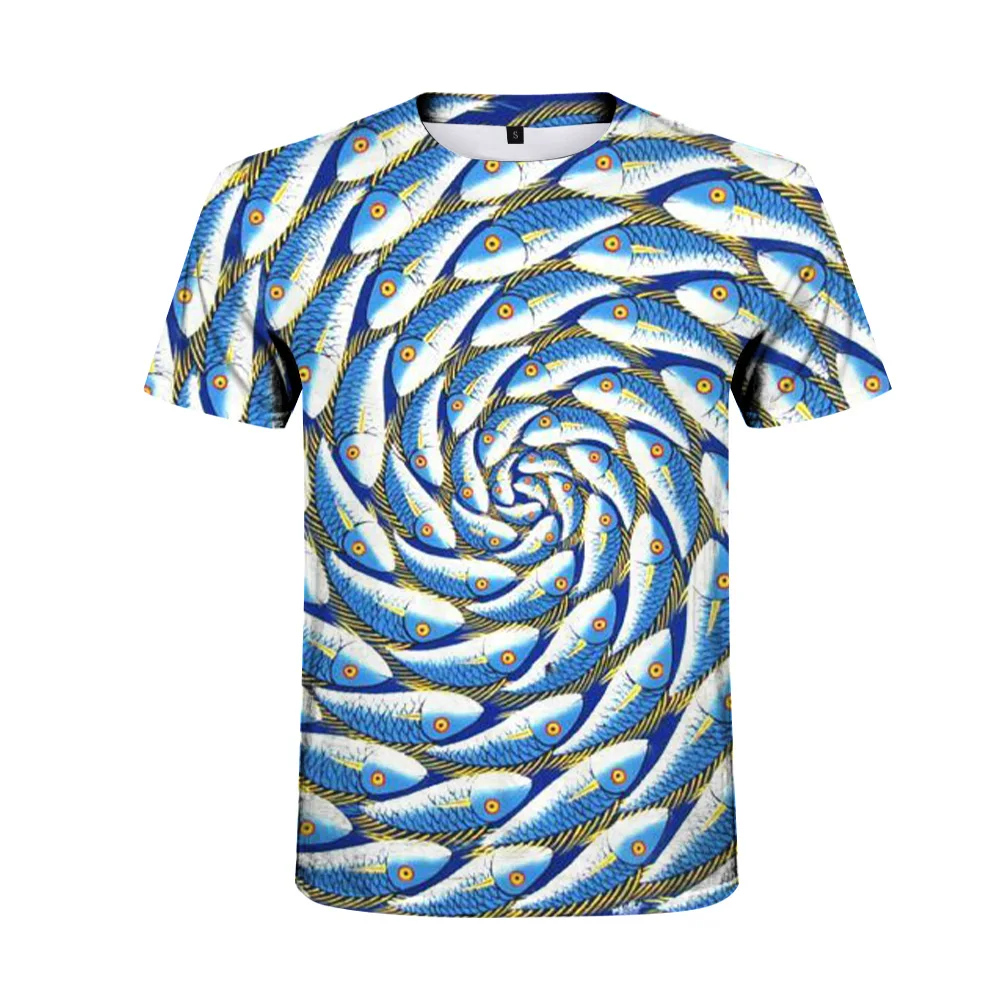 

New summer Fish3D animation printed T-shirt 3D digital printed T-shirt men/women casual harajuku brand short-sleeved shirt brand