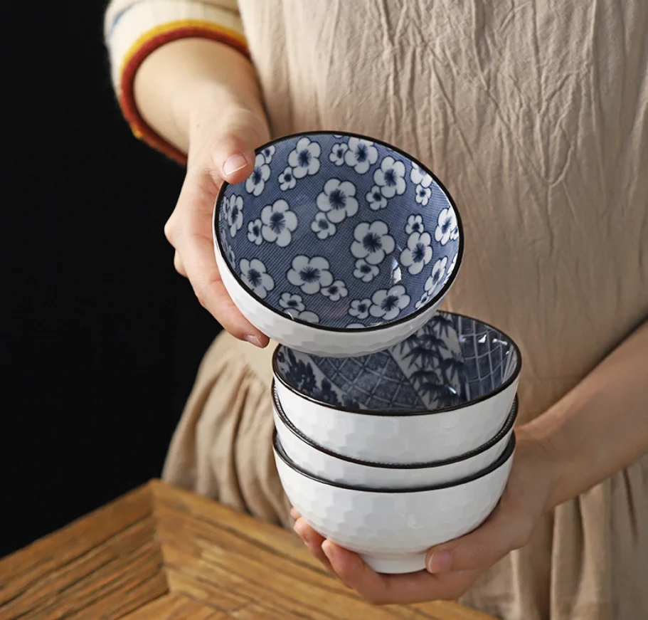 6 шт./4 шт. чаша в китайском стиле Классическая Керамическая Сине белая кухонная