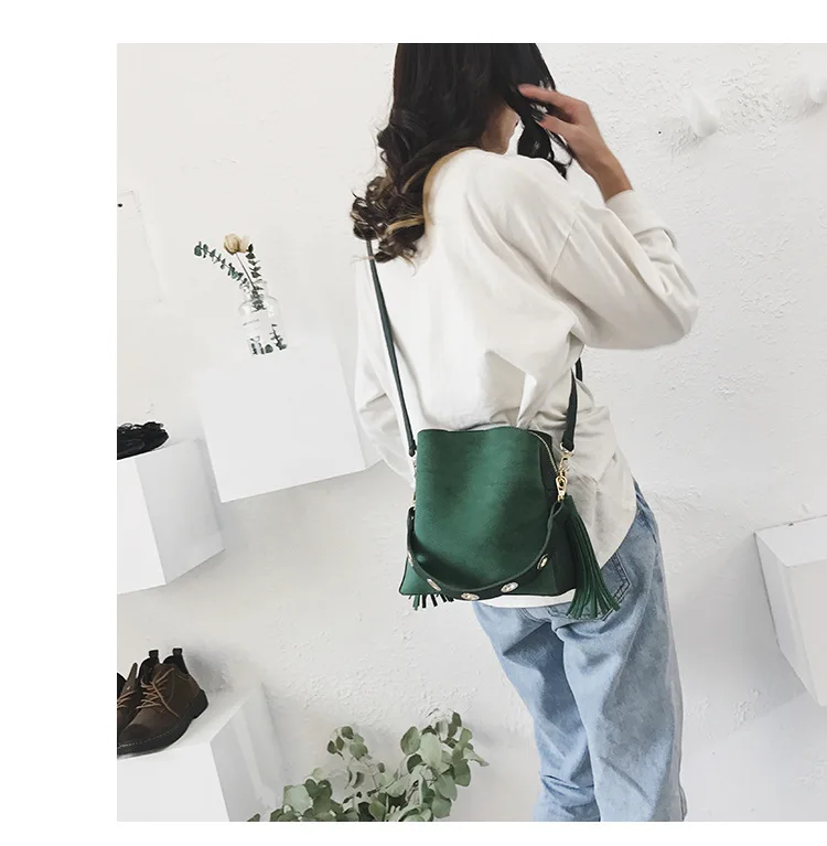 

Free shipping all-match handbag new female bag tassel frosted shoulder bag female fashion simple messenger bag female bag