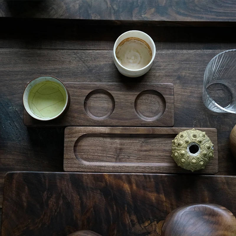 

Креативные черные лотки для хранения грецкого ореха многофункциональные эко-органайзер для стола из натурального дерева подставка для чай...