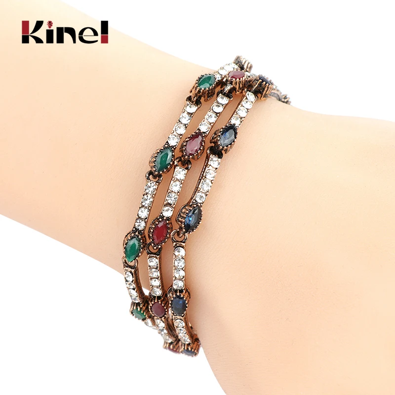 Kinel роскошные индийские браслеты для женщин модные антикварные золотые ручной