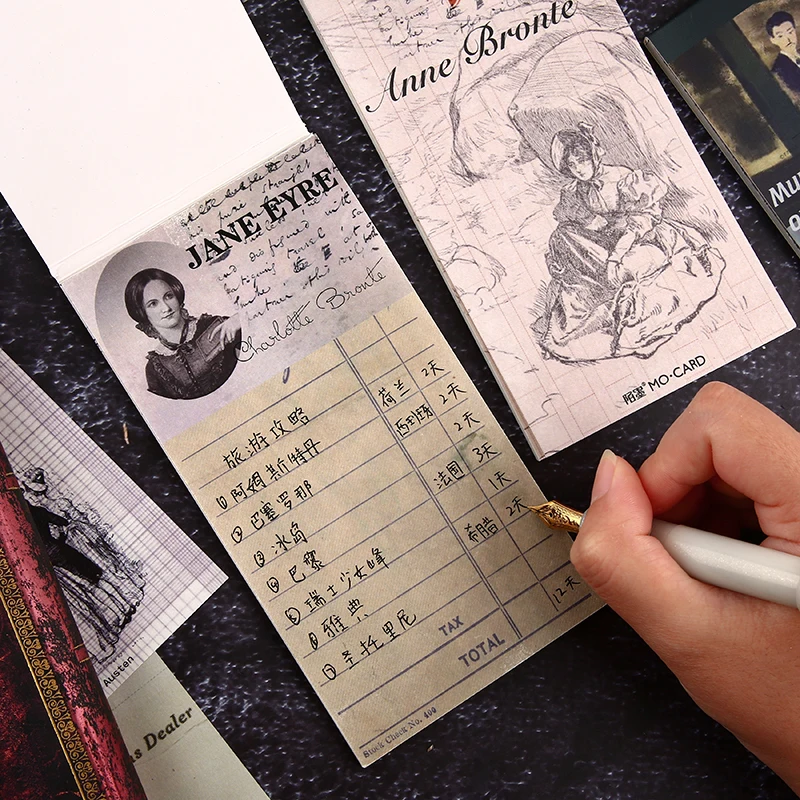 

24pcs Vintage Style Famous Literature Female Authors Memo Pads Bullet Journaling Accessories Loose Leaf Material Paper Note Pads