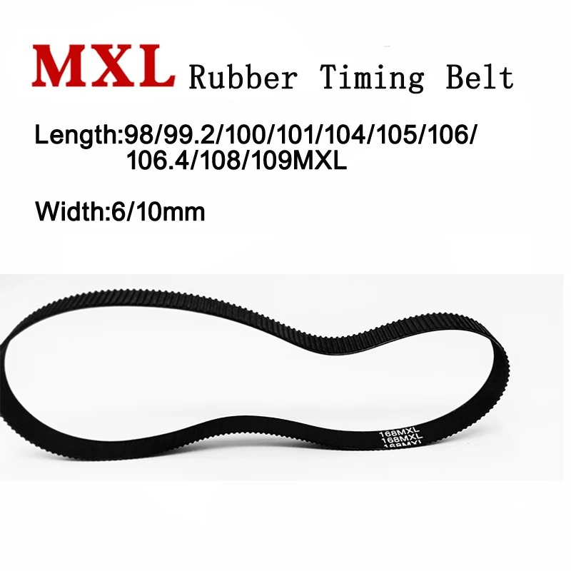 

5pieces MXL Rubber Timing Belt 98/99.2/100/101/104/105/106/106.4/108/109MXL Trapezoidal Small Tooth Synchronous Drive Belts