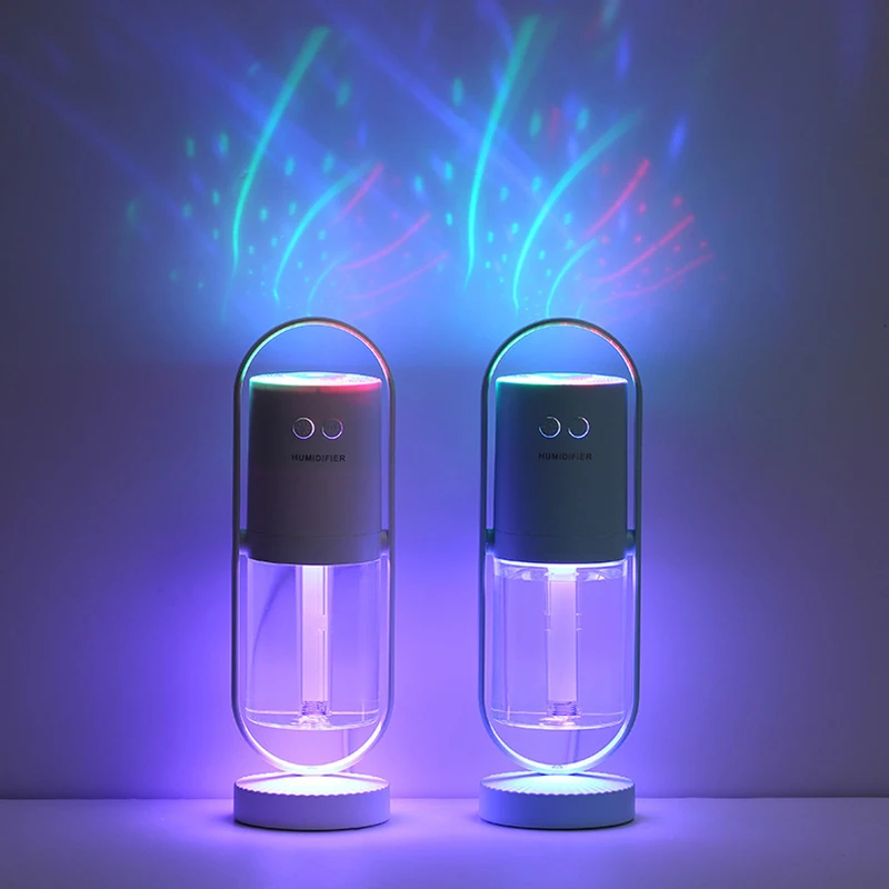 Анионный USB увлажнитель с 7 меняющими цвет светодиодными лампами 200 мл вращение на