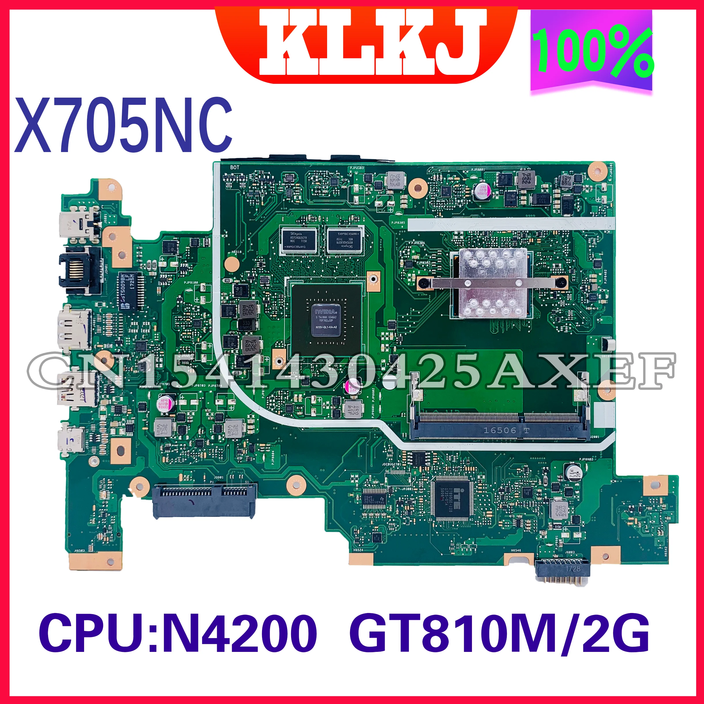 

X705NC Laptop Motherboard For ASUS VivoBook X705NC X705N Original Mainboard Pentium CPU N4200 GPU GT810M-2GB 100% test OK