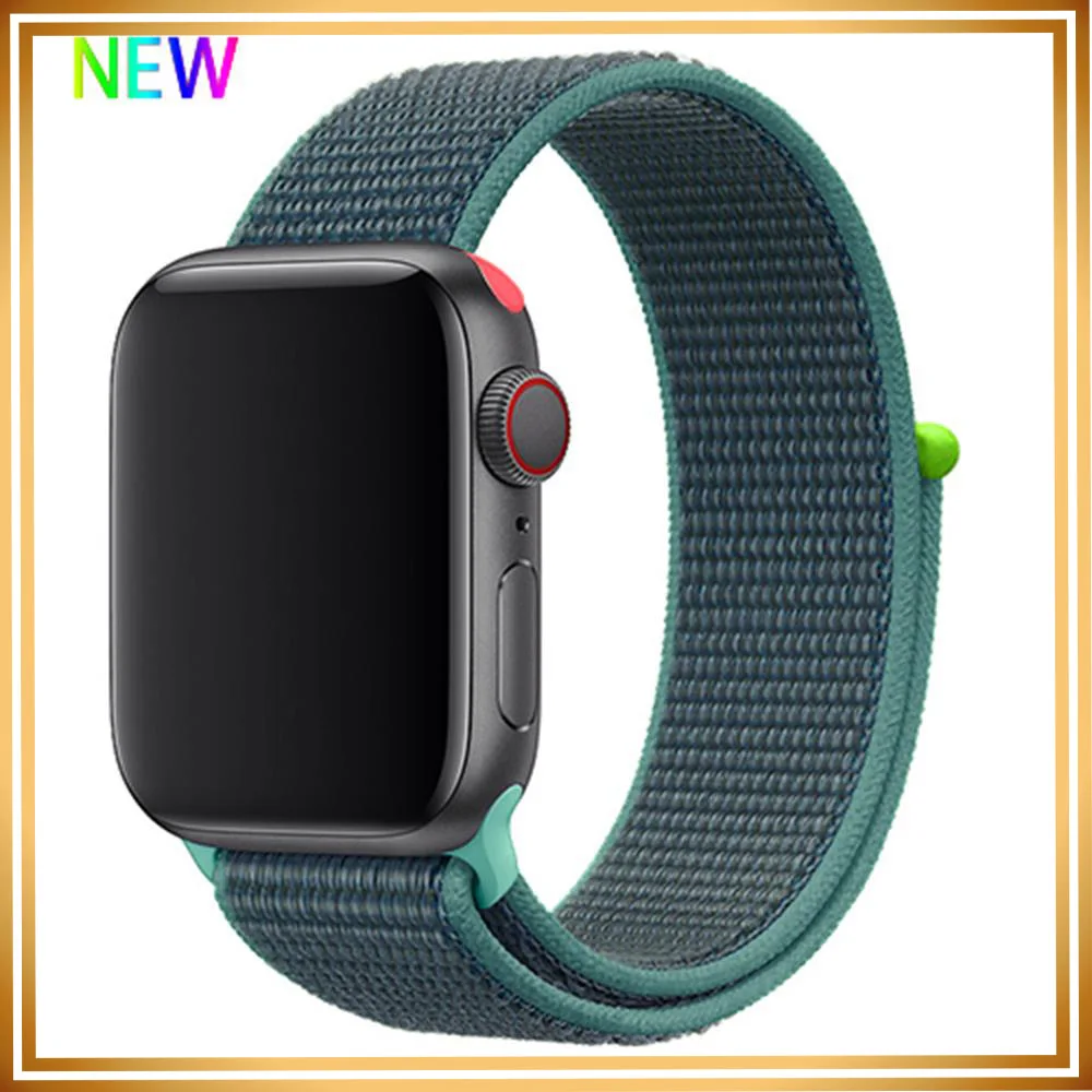 Нейлоновый ремешок для apple watch 5 4 полосным 44 мм/40 мм в едином положении во время занятий легкой атлетикой, apple watch 42mm 38 мм и нержавеющая сталь металлический корпус наручных часов iwatch серии 5/4/3/2 разноцветный коннектор ремешок для часов - Цвет ремешка: Spearmint green 3hit