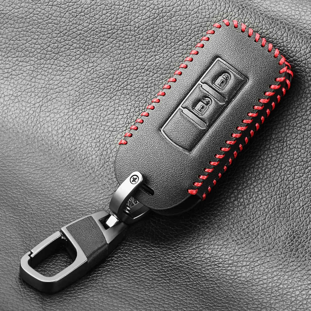 Leather Protect key fob skin cover case cap set for Mitsubishi Outlander ASX AXR RVR Nativa Pajero Montero Lancer Shogun Remote |