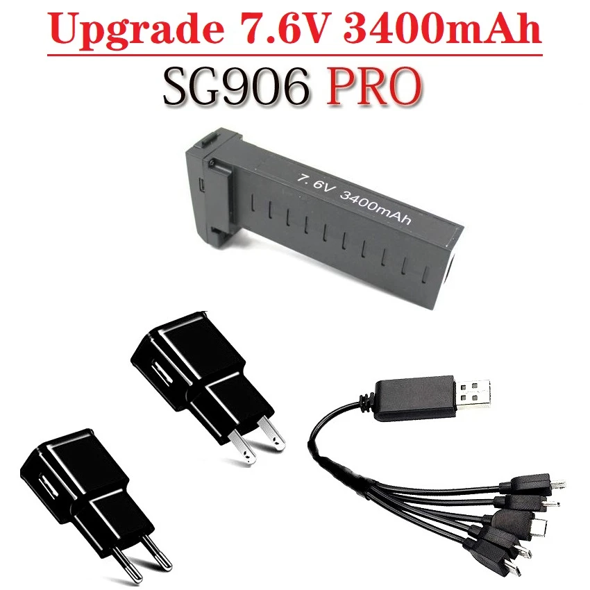 Обновленная батарея + зарядное устройство для SG906 PRO/X193 PRO/X7 PRO, батарея для радиоуправляемого дрона GPS, 7,6 В, 3400 мАч, аксессуары для Lipo