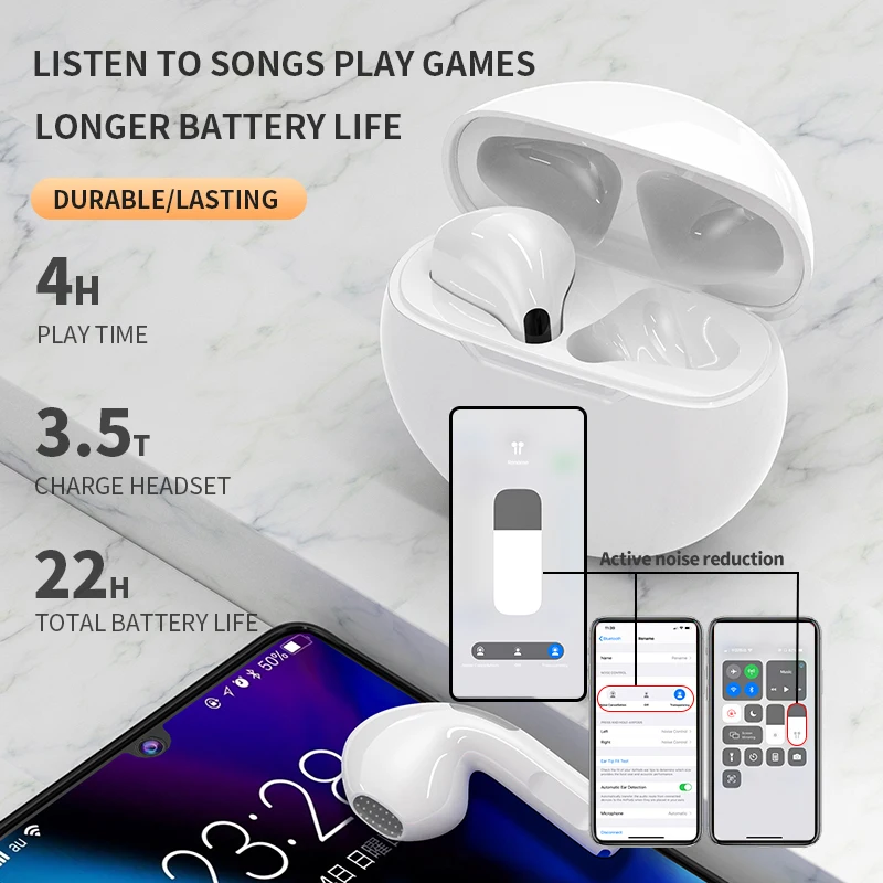 Беспроводные наушники TWS Pro6 Bluetooth вкладыши спортивная водонепроницаемая