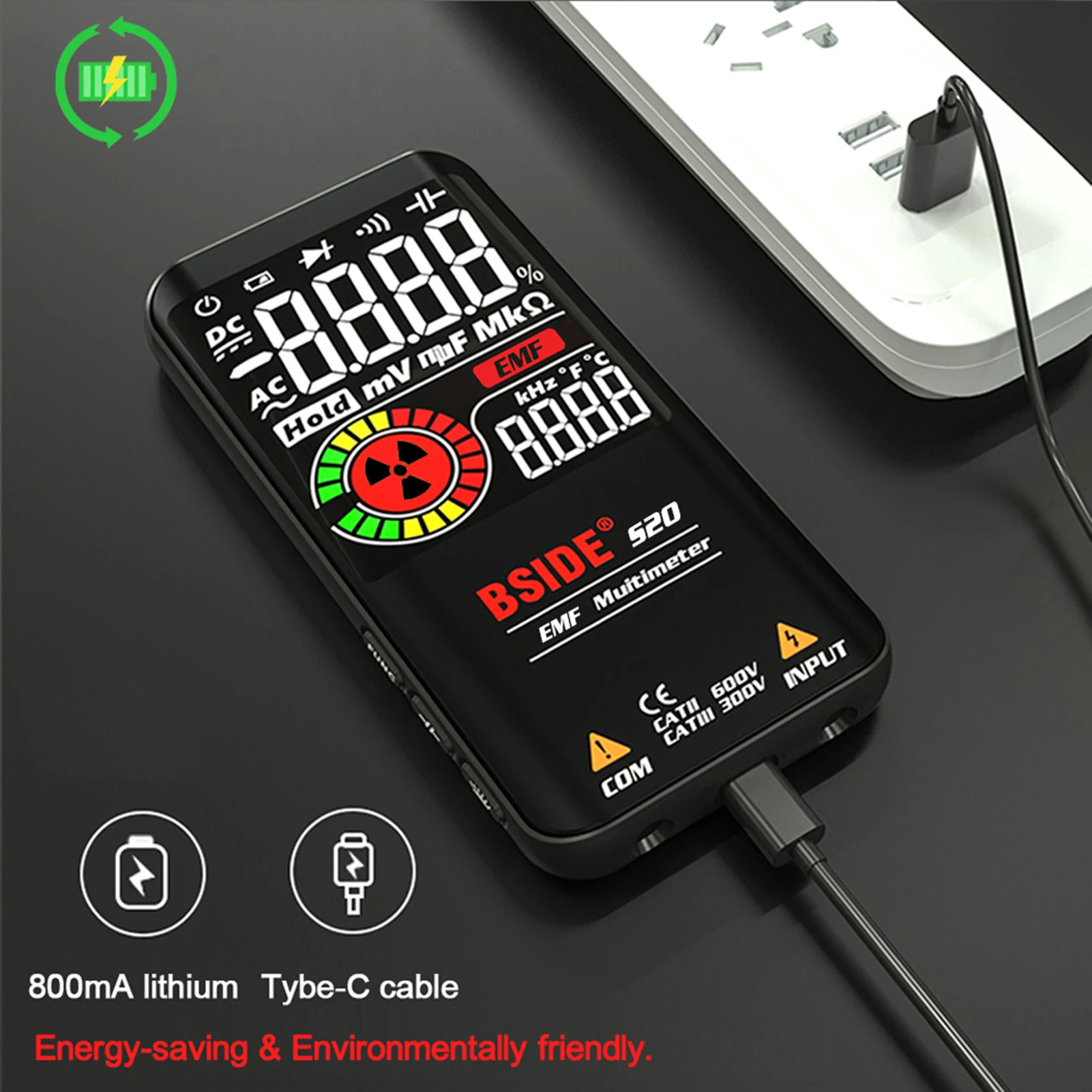 BSIDE S20 EMF Multimeter Electromagnetic Radiation Detector Monitor AC/DC Voltmeter Ohmmeter Resistance Capacitance | Инструменты