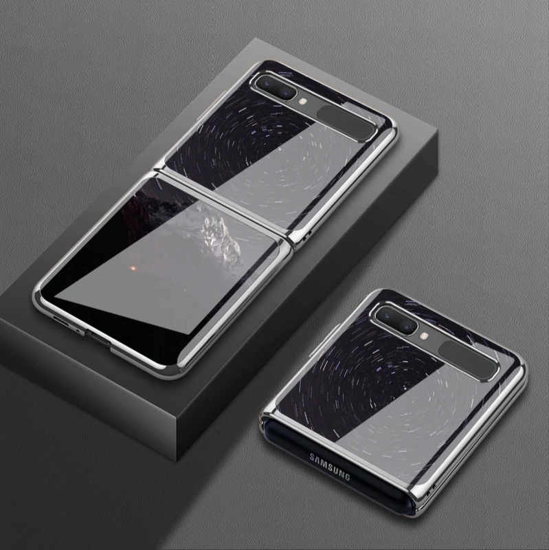 

For Samsung Z flip mobile phone case 5g electroplating f7070 glass f7000 protective case f700n up and down folding creativity
