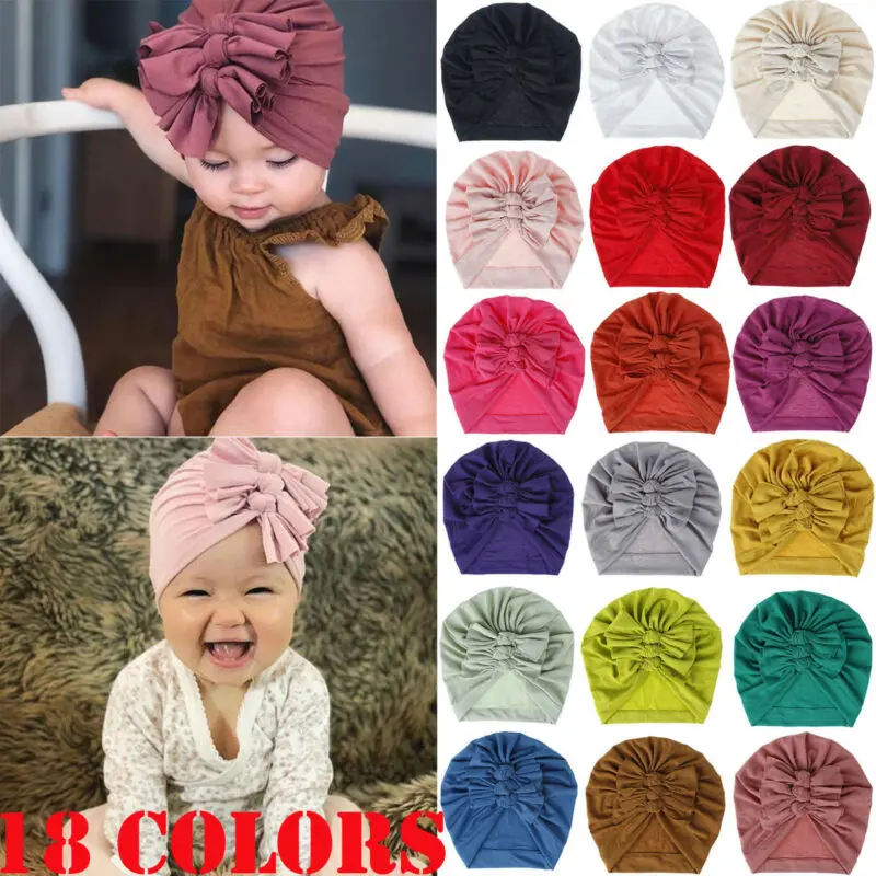 Шапки для новорожденных мальчиков и девочек тюрбан бантик повязка на голову