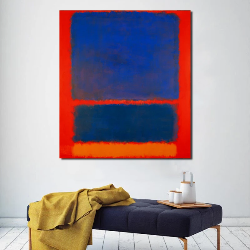 

Marker Rothkoes Blue Orange Red Art Canvas Poster Painting Wall Picture Print Modern Home Bedroom Decoration Accessories Artwork