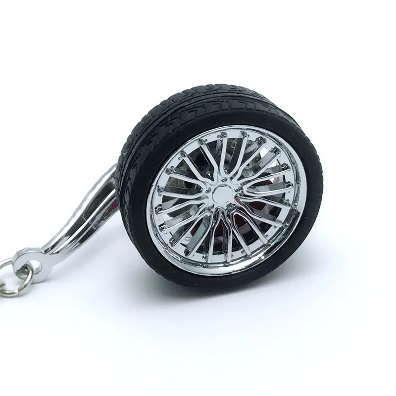 

2021 Fashion Creative Car Tire Key Chain Metal Simulation With Brake Tire Hub KeychainsPendants Cute Gift For a Friend