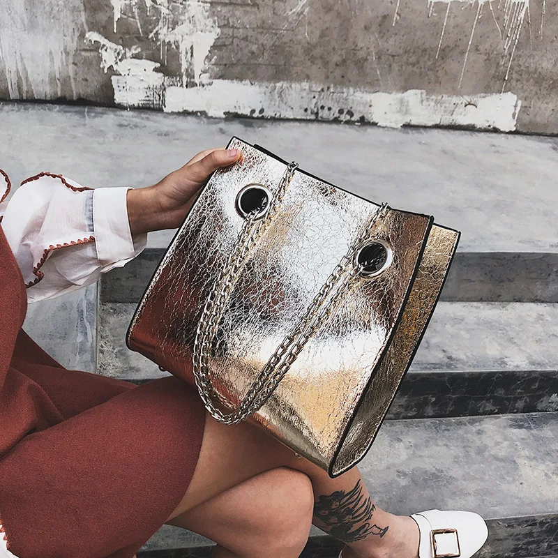 Винтажные 2019 сумки-мессенджеры для женщин Лаковая Глянцевая цепь сумки из