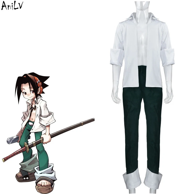 

AniLV Japanese Anime SHAMAN KING Yoh Asakura Cosplay Costume Shirt Pants Uniform Set