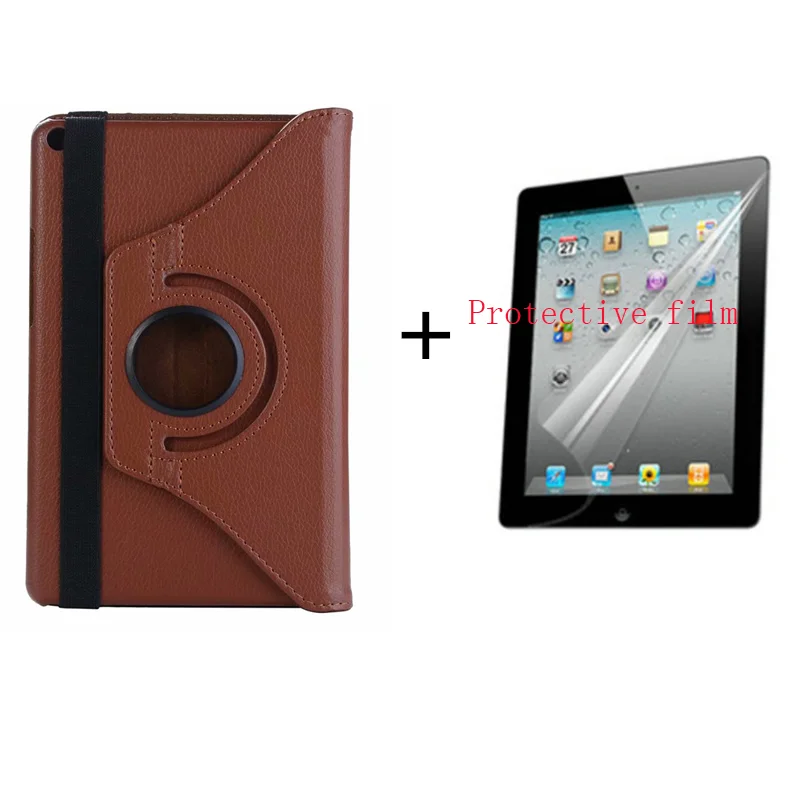 brown and film Вращающийся на 360 из искусственной кожи чехол для huawei MediaPad T3 8,0 Honor Play Pad 2 KOB-L09 KOB-W09 чехол для планшета huawei T3 8,0+ пленка - Цвет: brown and film