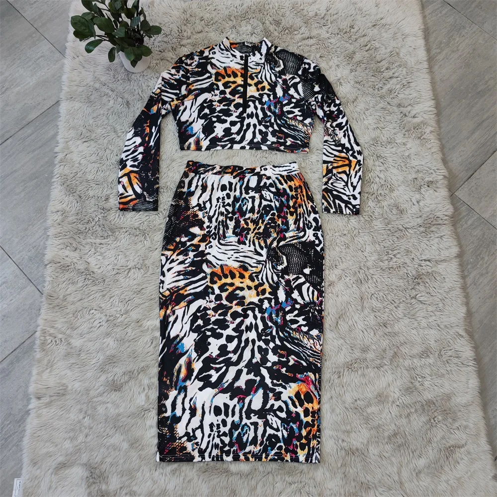 

Coolhappy 2021 New Hot Sale Fashion Long-Sleeved Tops and Skirts Tight-Fitting Sexy Plus Size Women's Clothing