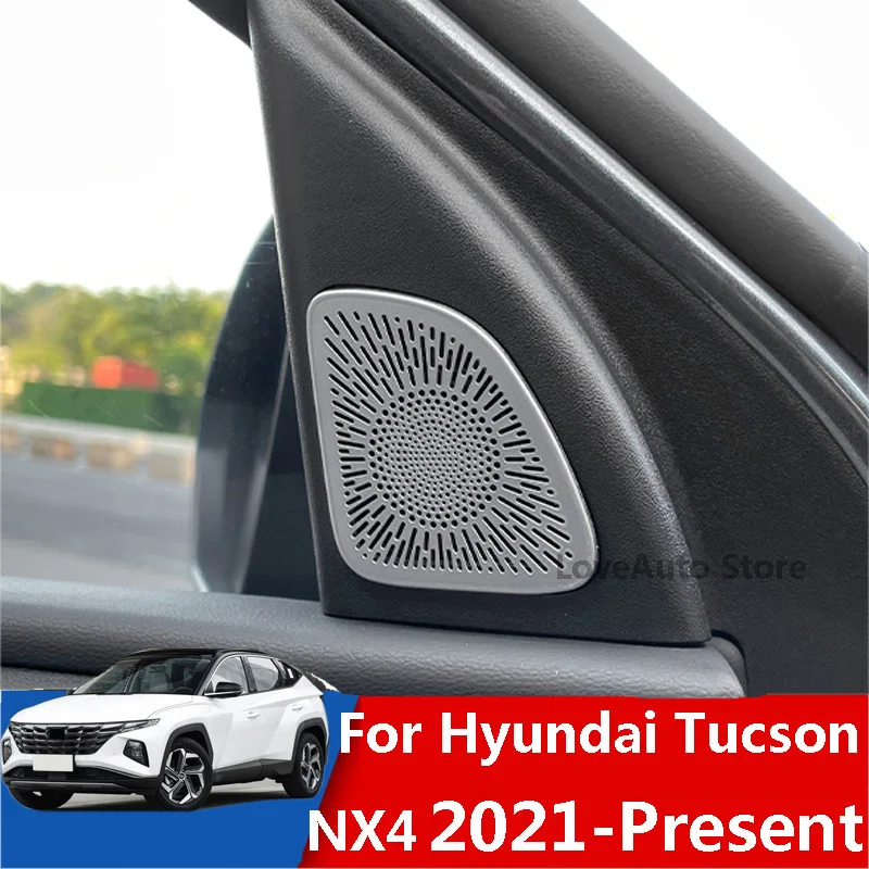 

For Hyundai Tucson NX4 2021 2022 Car Stainless Steel Front Door Small Horn Cover Sound Frame Decoration Trim Accessories