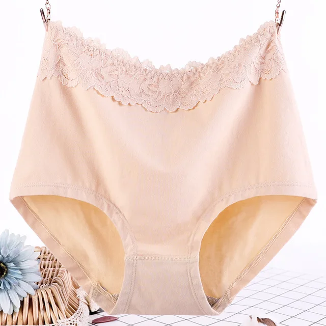 Кружево талии большой размер 2XL/3XL/4XL/5XL/6XL Мода хлопок нижнее белье женские трусики леди Мумия брюки Бесшовные хлопок