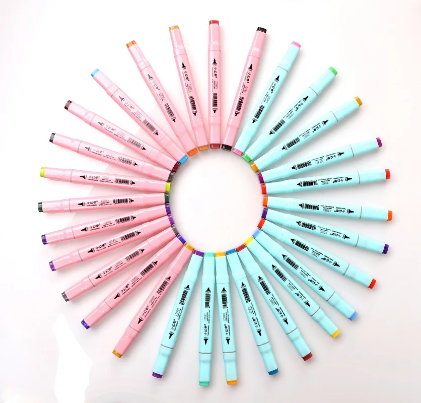 Набор маркеров макарон цветных двусторонних для студентов аниме офиса 24/36/48