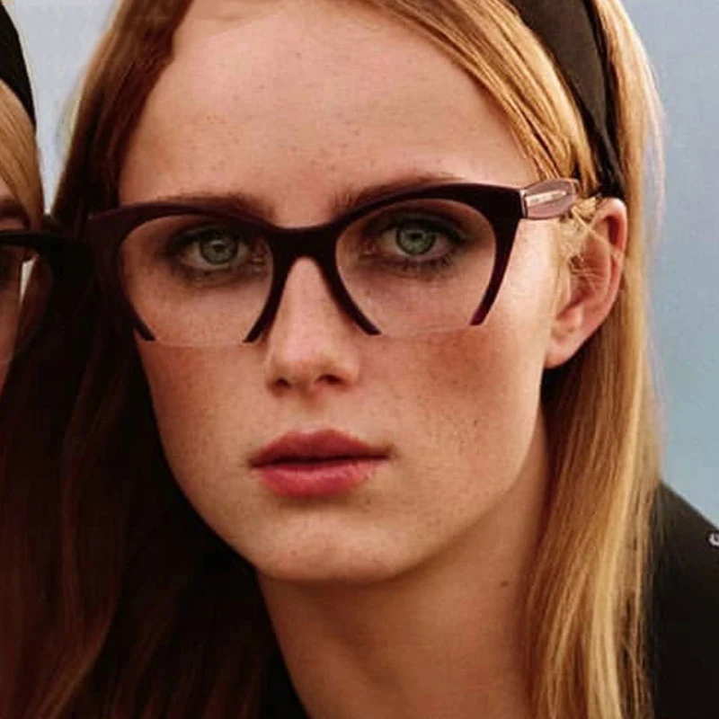 

Veshion Cat Eye Glasses Frames Women Half Frame Styles Designer Optical Fashion Computer Glasses