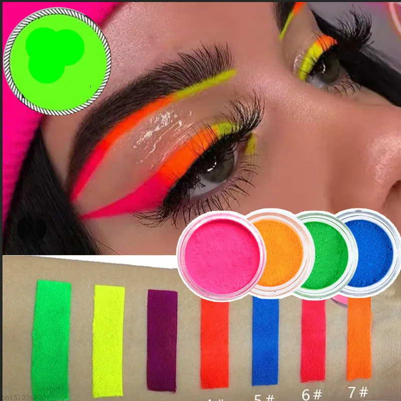 7 цветов неоновая Пудра Тени для век Палитра пигментов матовая Минеральная