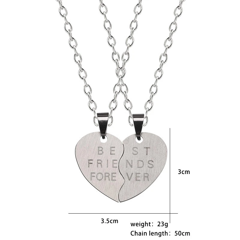 

2 Piece Good Friends Series Necklace Stitching Heart Shaped Letter Pendant Alloy Material Men And Women Fashion Jewelry Gift