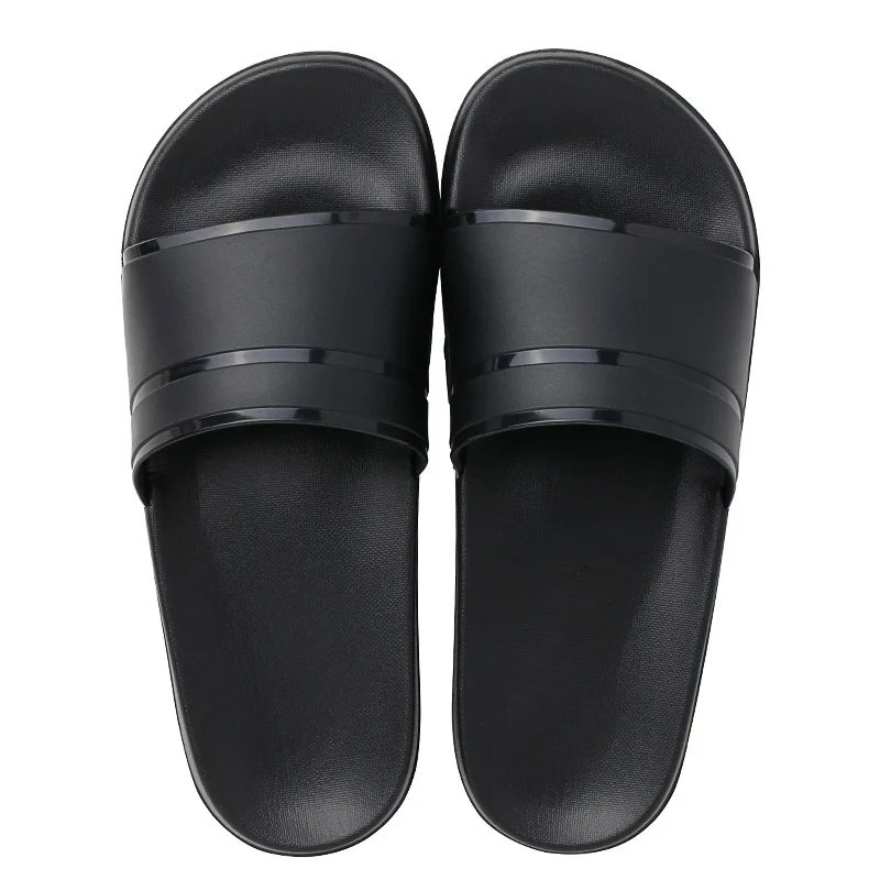 

Classic Black White Home Women Bath Slippers Plus Size 46 Summer Indoor Couples Shoes Non-slip Lightweight Men Cool Slides