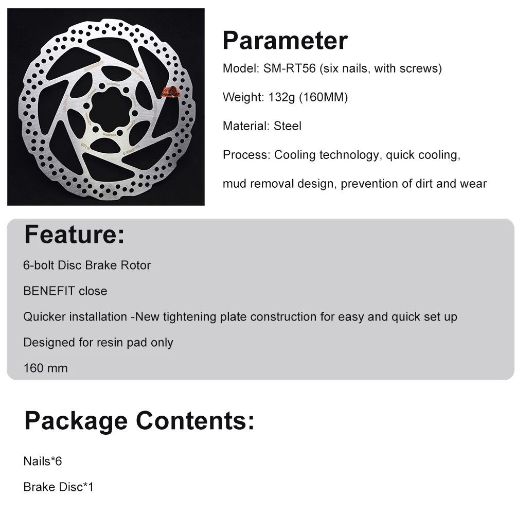 Shimano DEORE SM-RT56 Brake Disc 6 Bolt Mountain Bikes Disc M610 RT56 M6000 Brake Disc Brake Rotor For Mountain bike accessories