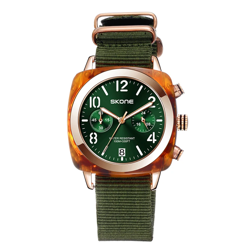 

Часы наручные SKONE мужские/женские с нейлоновым ремешком, брендовые кварцевые повседневные многофункциональные водонепроницаемые, подарок ...