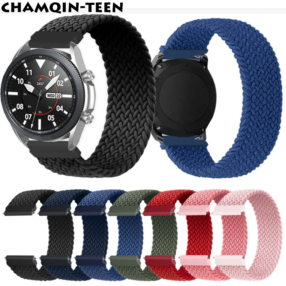 

22mm Watchband Strap For Xiaomi Haylou Solar LS05 20mm Bracelet Braided Solo Loop Strap for Amazfit Gtr 2/trex pro For Gear s3