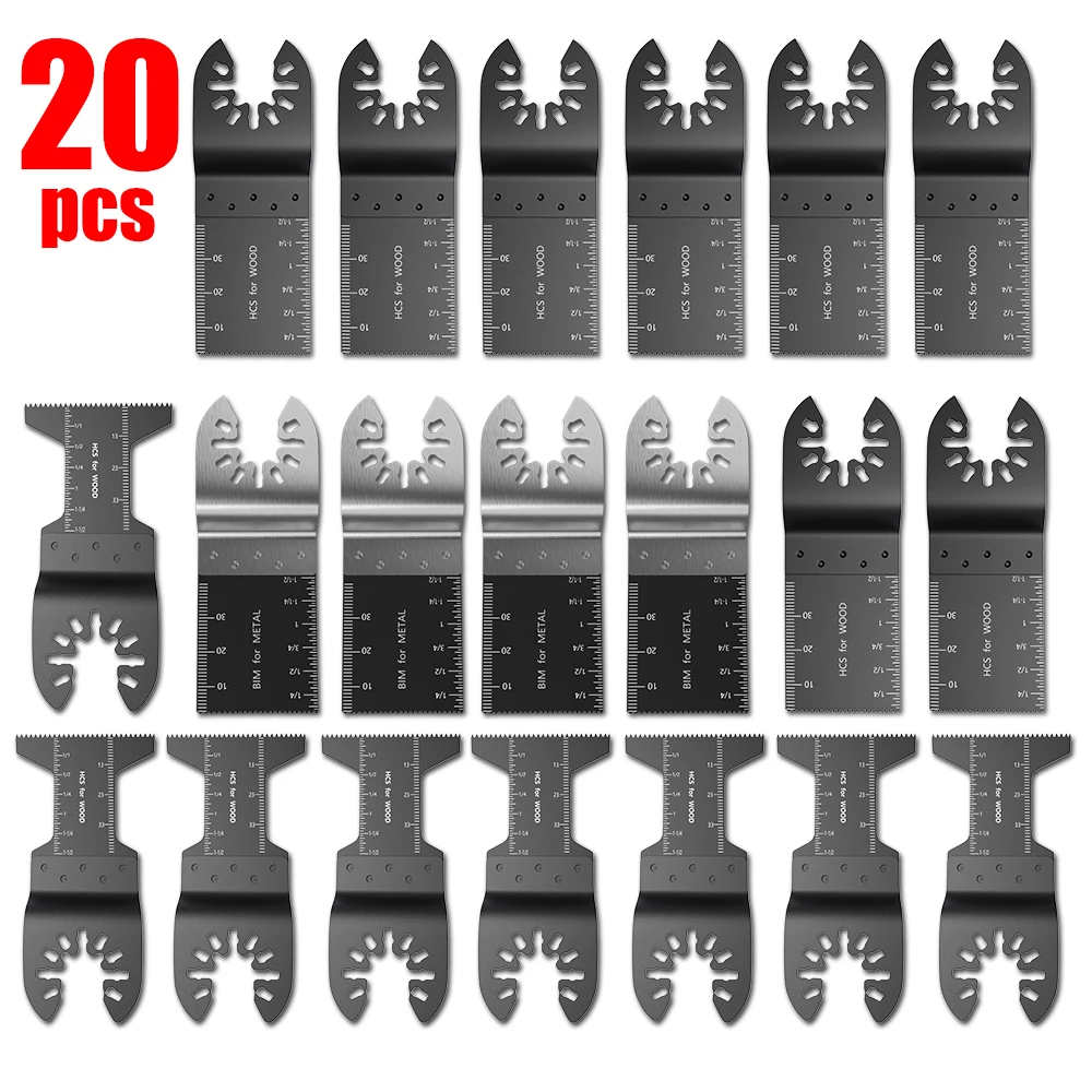 20PCS 20 шт. мультитул пильный диск биметаллический прецизионный осциллирующий нож многофункциональный инструмент циркулярные пильные диски набор для резки древесины - Цвет: 20PCS