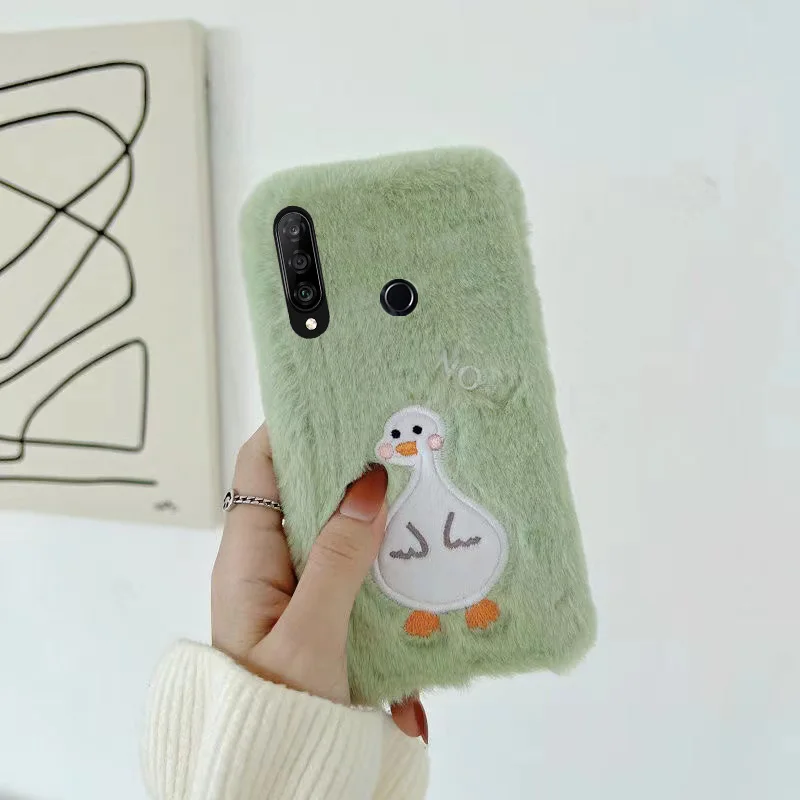 Чехол P Smart 2021 милый плюшевый меховой пушистый чехол для Huawei P40 P30 Lite Z Y9 Y7 Y6 2019 Honor 9X 9A
