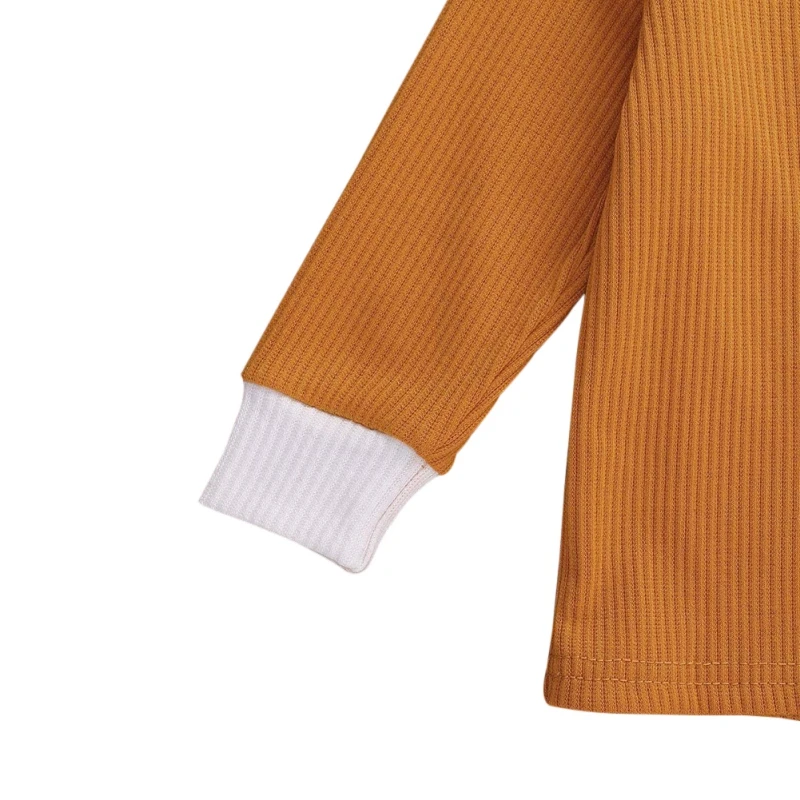 

Infant Kids Baby Girl Boy Ribbed Sportswear Long Sleeves Shirts + Trousers Classic Adjustable Drawstring Ribbed Closure Clothing