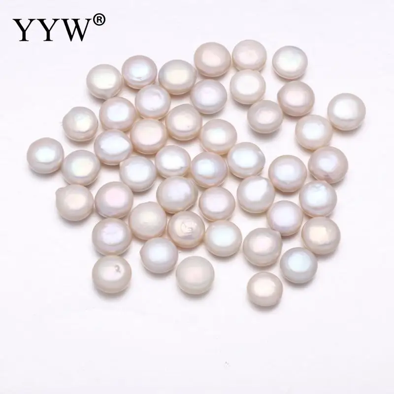 

Natural Freshwater Pearl Loose Beads Flat Round Polished For Diy Or Handmade Jewerly White Beads Size Approx 11-12mm Sold By Pc
