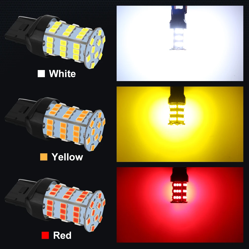 2 шт. супер яркий светодиод T20 7440 7443 W21W WY21W чипы 54SMD 2835 T25 3157 автомобильная резервная