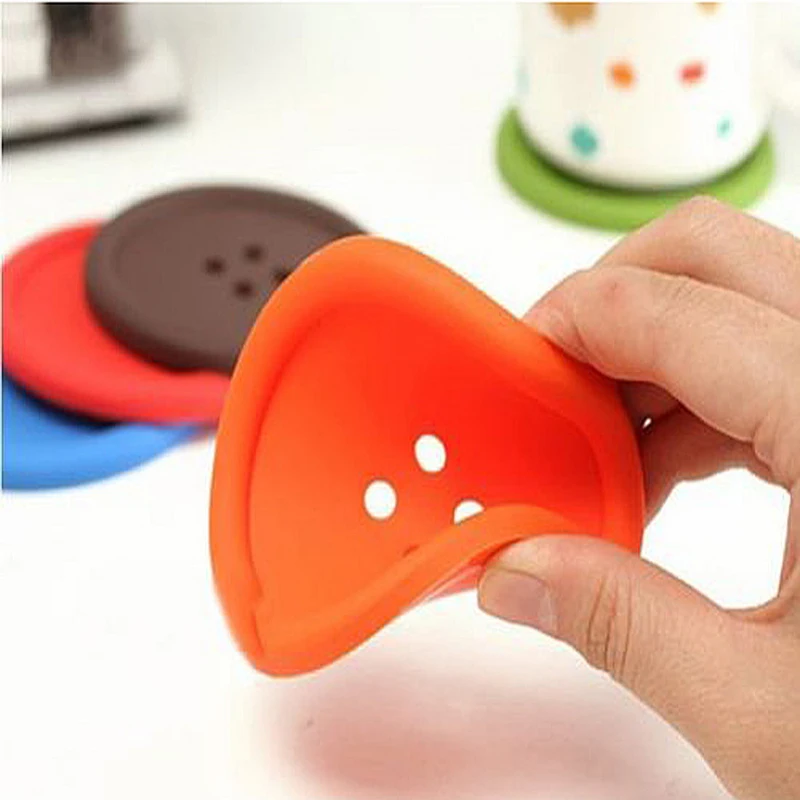 Силиконовая чашка коврик для чайных кофейных горок кнопки форма подставка