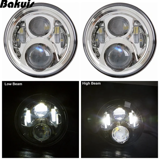 Chrome 2X7 дюймов круглый светодиодный прожектор для Jeep Wrangler JK TJ LJ lada niva 4x4 suzuki samurai Hummer H1 H2 - Цвет: Chrome