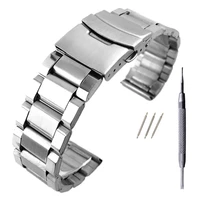 stainless steel watch strap wrist bracelet silver color metal watchband with folding clasp for men women 202224mm