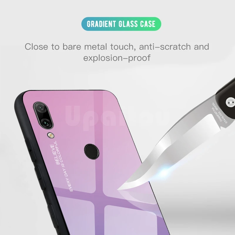 UPaitou чехол с полным стеклом для huawei Y9 Y7 Y6 Y5 Prime Pro 2019 2018 роскошный градиентный из